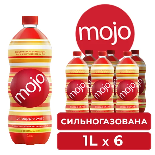 Напій “ПАЙНЕПЛ ТВІСТ” соковмісний сильногаз ТМ МOJO 1,0л*6 ПАК