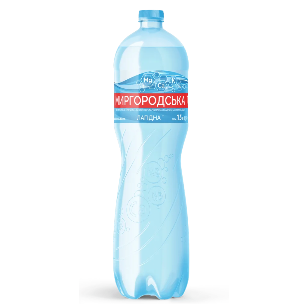 Вода мінеральна Миргородська Лагідна слабогазована, 6x1,5л